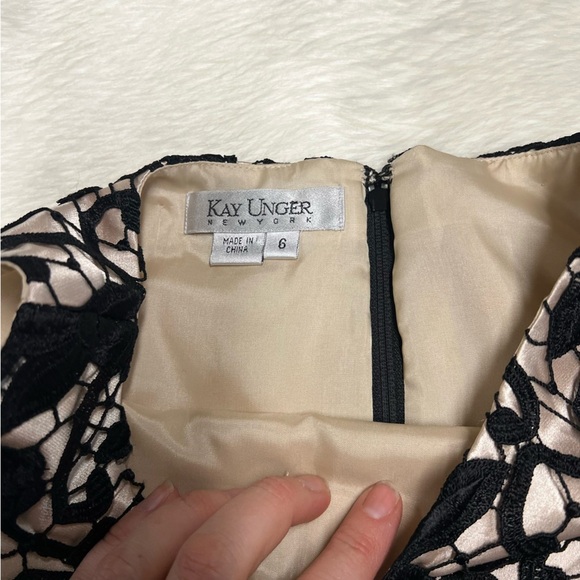 Like new Kay Unger satin and lace black dress - Picture 3 of 5